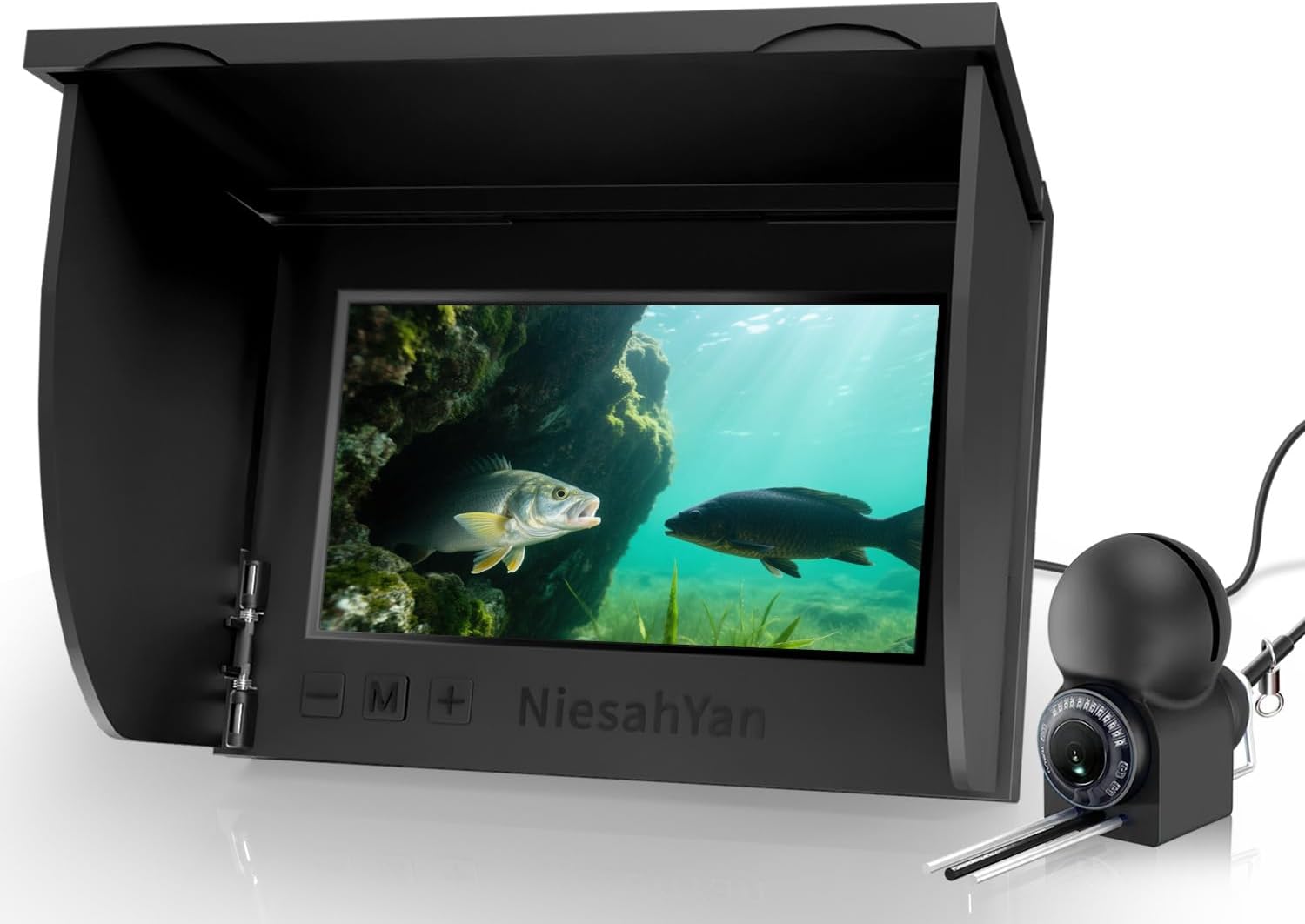 5" Underwater Fishing Camera, 1080P Upgraded HD Lens Ice Fishing Camera with 12pcs IR Lights, 8000mAh Li-Battery, IP68 Waterproof Fish Finder with 100ft Cable for Lake Sea Boat Kayak Fishing