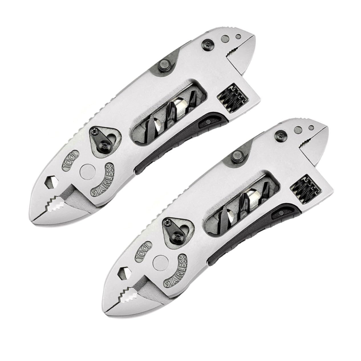 Pince Multi Outils de Poche en Acier Inoxydable, Lot de 2 Argenté