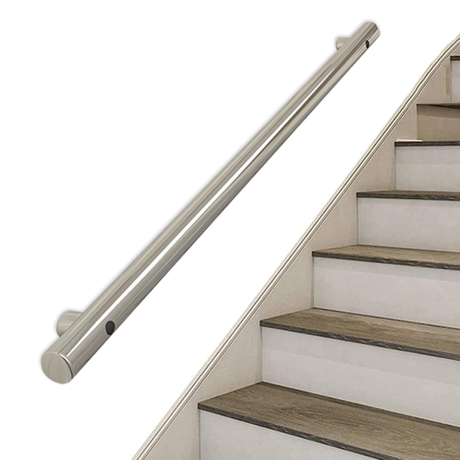 LWJSOCP Stair handrail 1ft - 20ft Stair Handrail - Complete Kit. 304 Stainless Steel Stair Handrail, Railing, Stair Banister Support Kit for Indoor Outdoor Steps, Handrail (Size : 210cm)