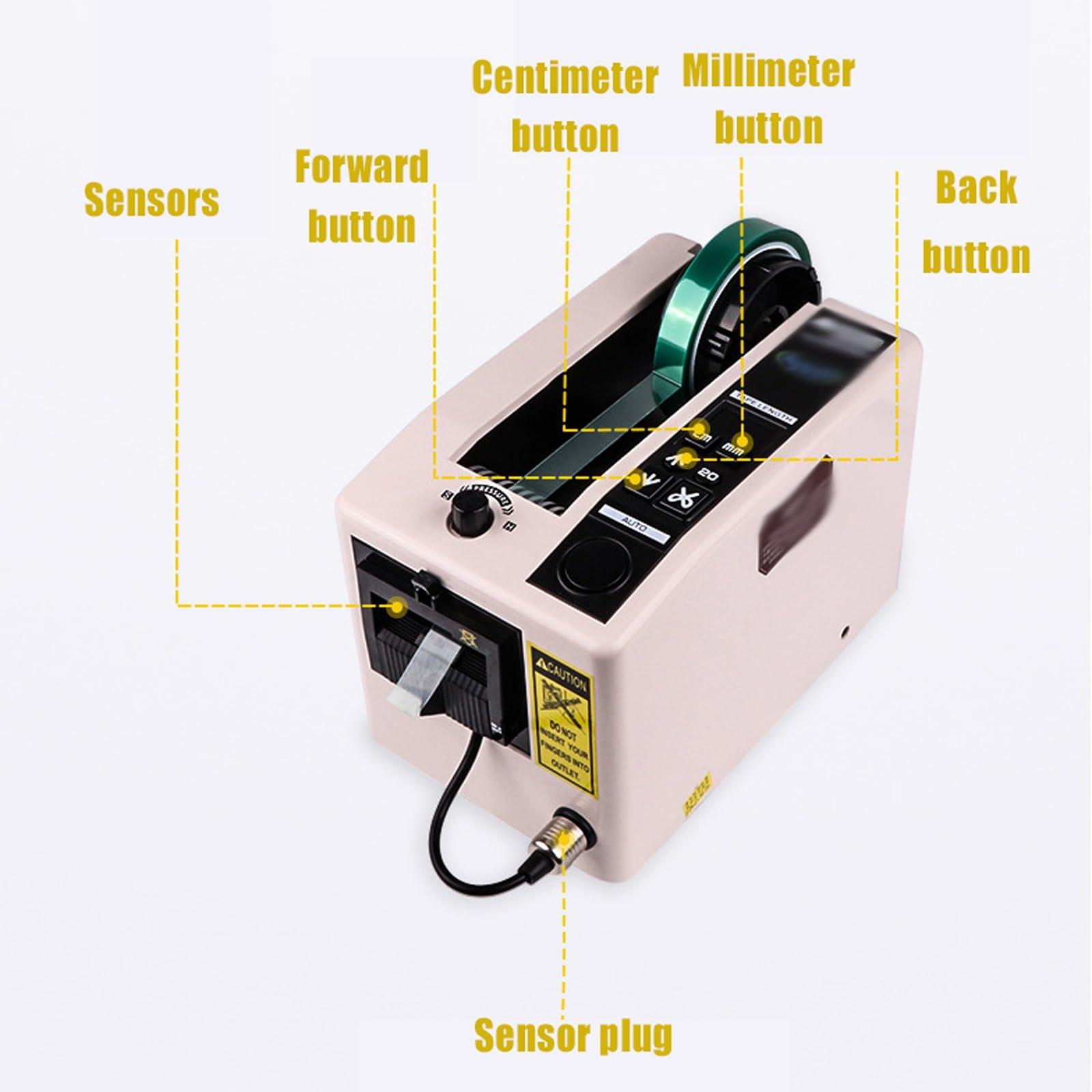 Distributeur automatique de ruban adhésif électrique pour travail continu, longueur de coupe réglable de 20 à 999 mm, léger et efficace