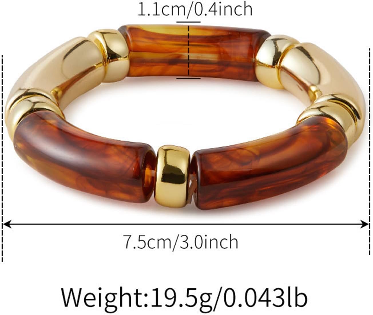 KOLODOGO 3PCS Chunky Bangles Bracelets for Women Stackable Chunky Bracelets Acrylic Bamboo Bracelet Stretch Bracelets for Women as Jewelry Gift - Image 4