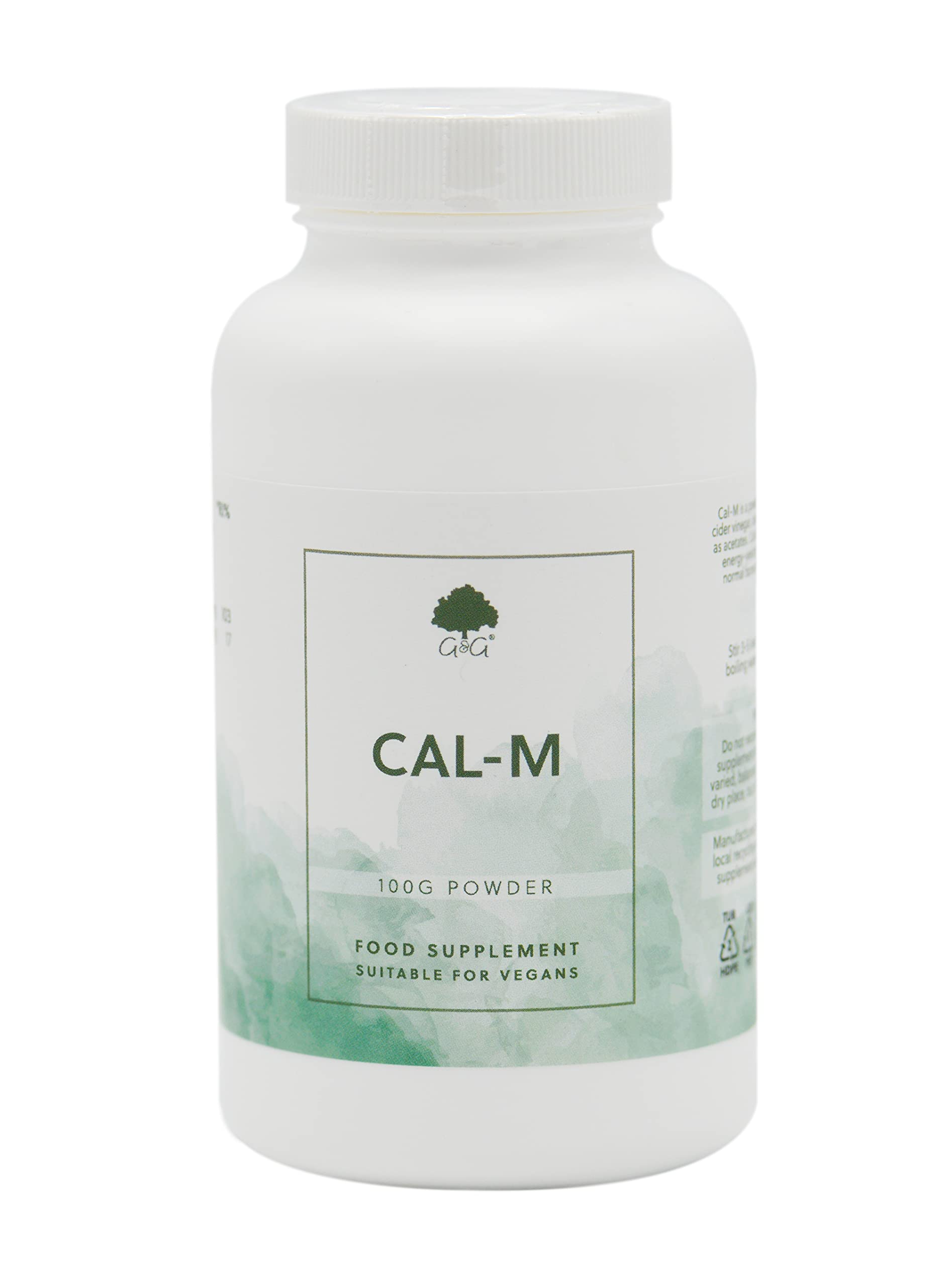Cal-M Powder | 100g tub | Calcium & Magnesium Blend with Cider Vinegar | Cal-mag Drink Powder | Calcium & Magnesium as Mineral Acetates | G&G Vitamins