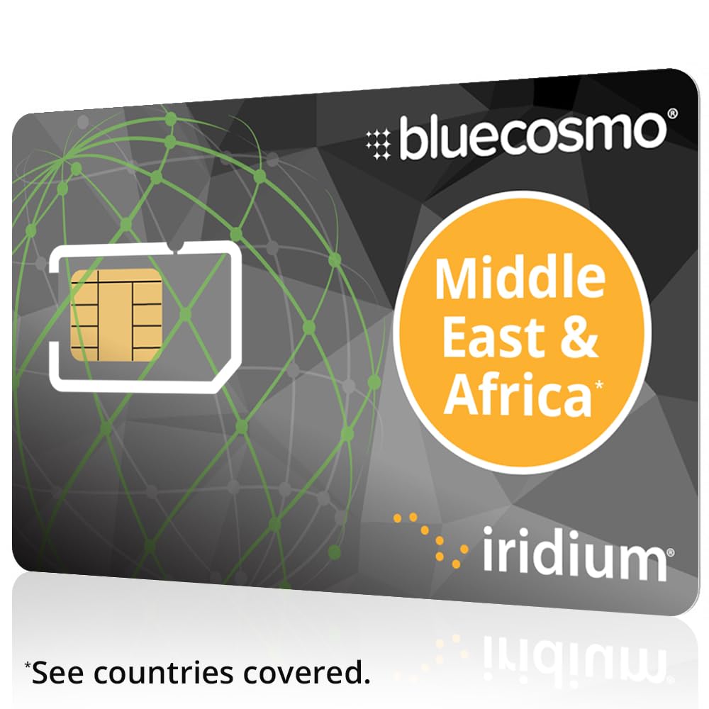 BlueCosmo Iridium Middle East Africa 500 Minute Prepaid Satellite Phone SIM Card – 1 Year Expiry – 500 Voice Minutes – 1000 Text Messages – No Activation or Monthly Fees – MEA