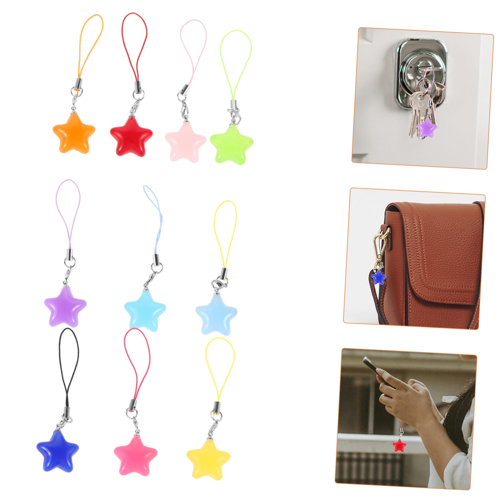 Hemobllo Cordon étoile à cinq branches pendentif etoile Accessoire exceptionnel cordon de téléphone décoratif charm de téléphone étoile de dessin animé résine rose
