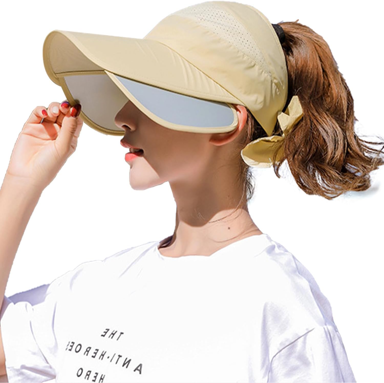 Peicees Wide Brim Visor Hat for Women Golf Visor Cap Sun Protection Hat for Beach Garden Tennis Running Sunshade Hat