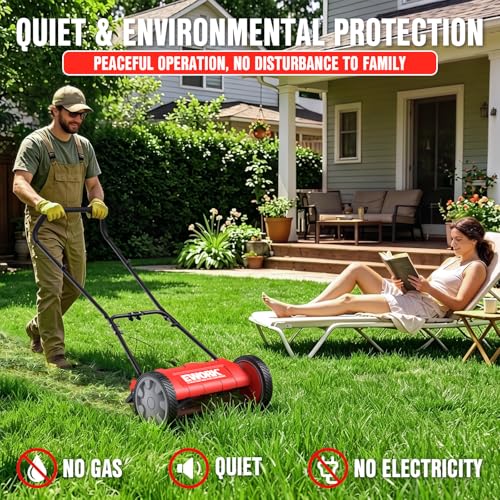 Image of EWORK Push Reel Lawn Mower 23 inch with 5-Blade Cutting System for Lawn Care