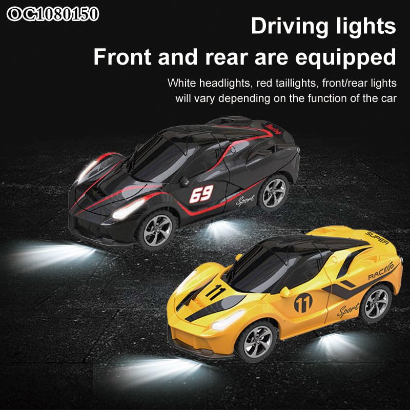 Image of Mini Die-Cast RC Car 1:64 Scale | High-Speed Desktop Remote Control Car with LED Headlights | 2.4GHz Mini Controller, 15m Range, Type-C Charging | Toy Car Model for Kids & Adults (HG4-110)
