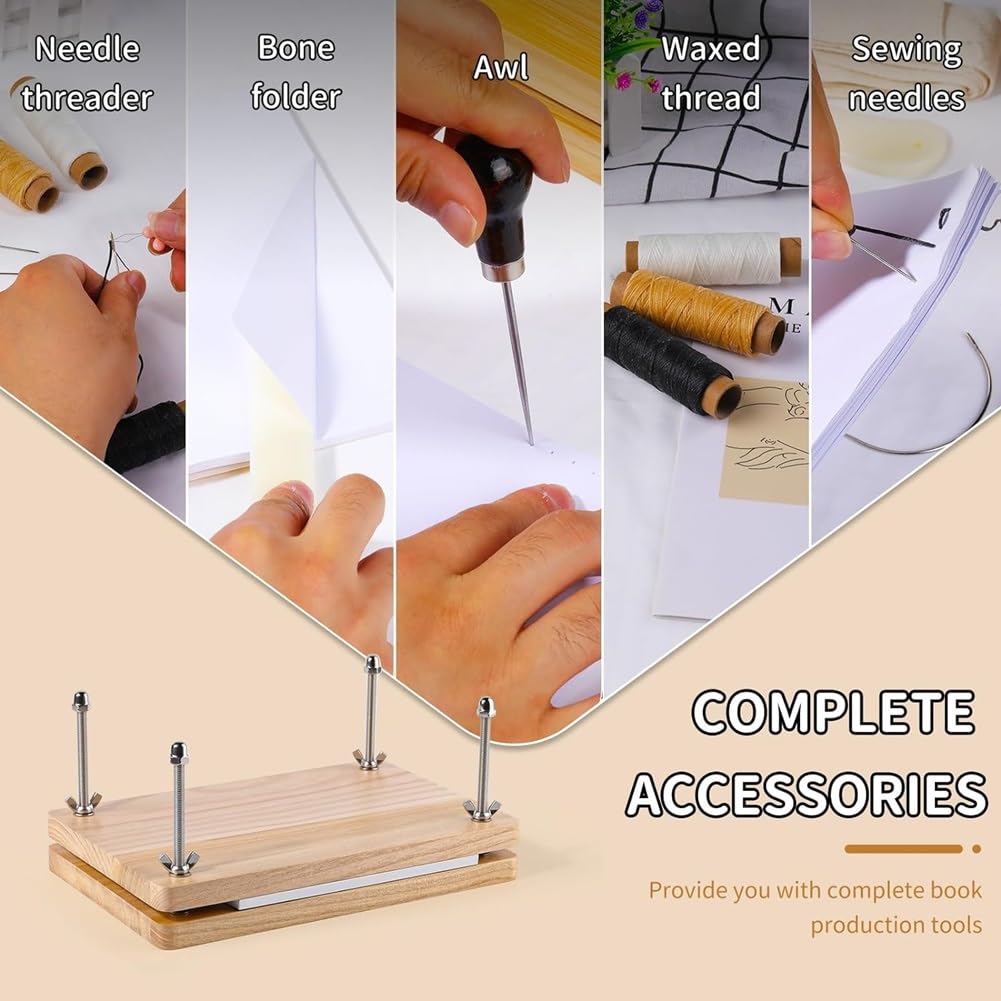 Prensa de Libros, Kits de Encuadernación de Libros, Kit de Encuadernación de Libros para Principiantes, Herramienta de Carpeta de Huesos para Bricolaje 7,9x11,6 Pulgadas