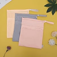 Vista 5 de ALVABABY 2 bolsas para pañales de tela, impermeables, reutilizables, con dos bolsillos con cremallera, viajes, playa, piscina, guardería, artículos