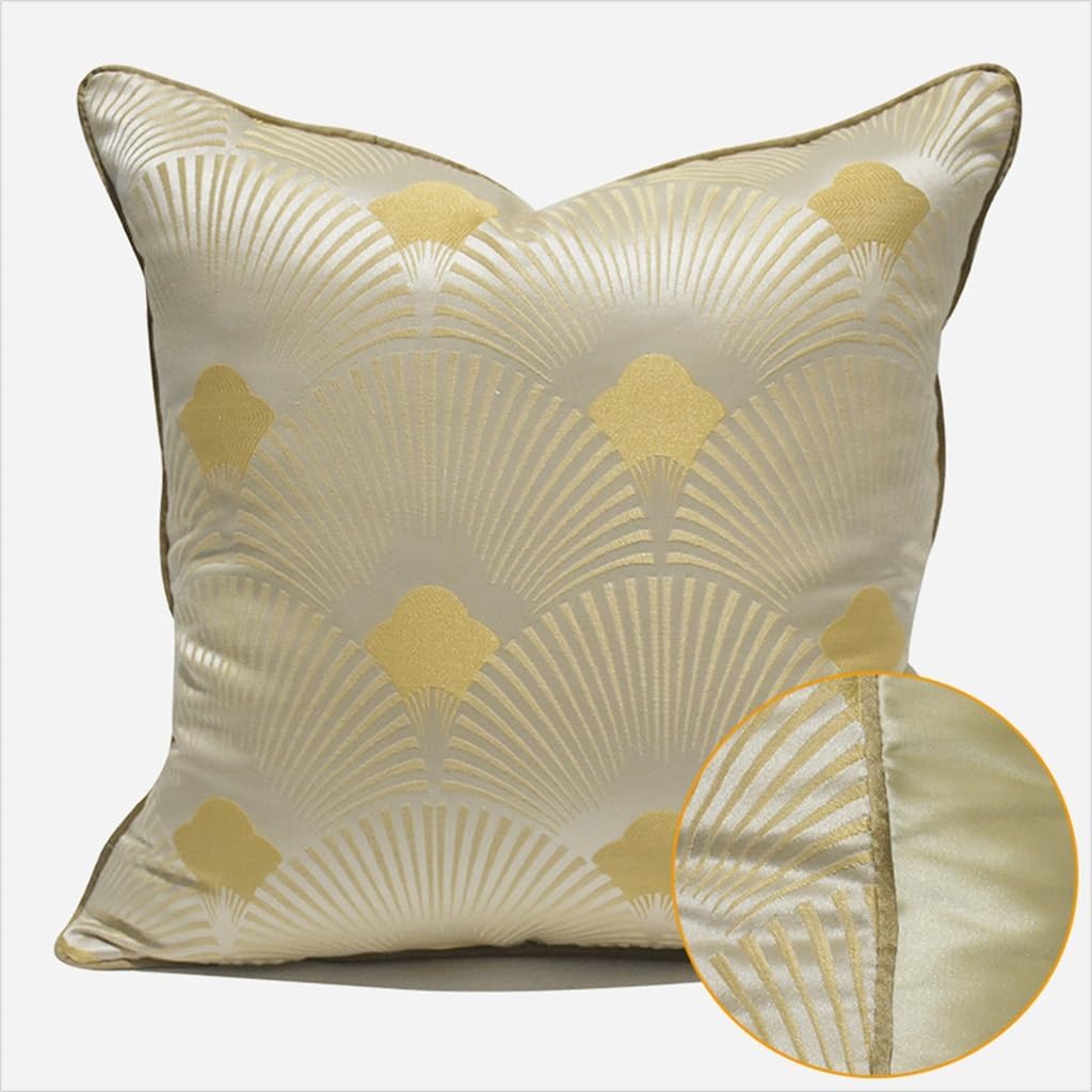 Living Room Sofa Light Gold Leaf Fan Pattern Lar Cushion Office Hotel Pillow Case
