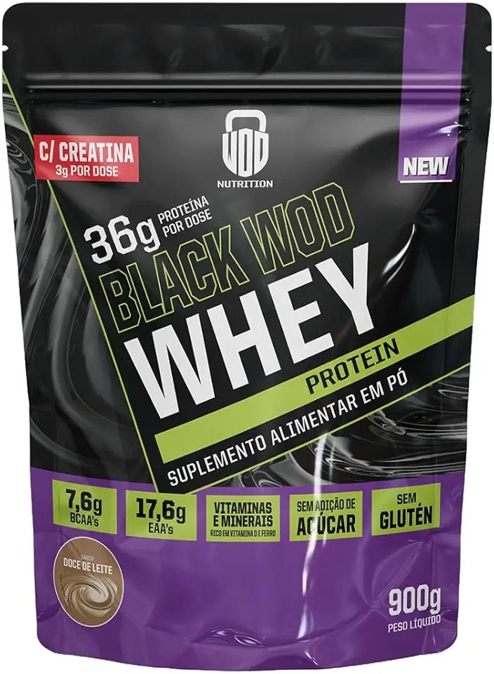 Whey Com 3g Creatina por dose Black Wod Whey C/Creatina Doce de Leite 900g Wod Nutrition