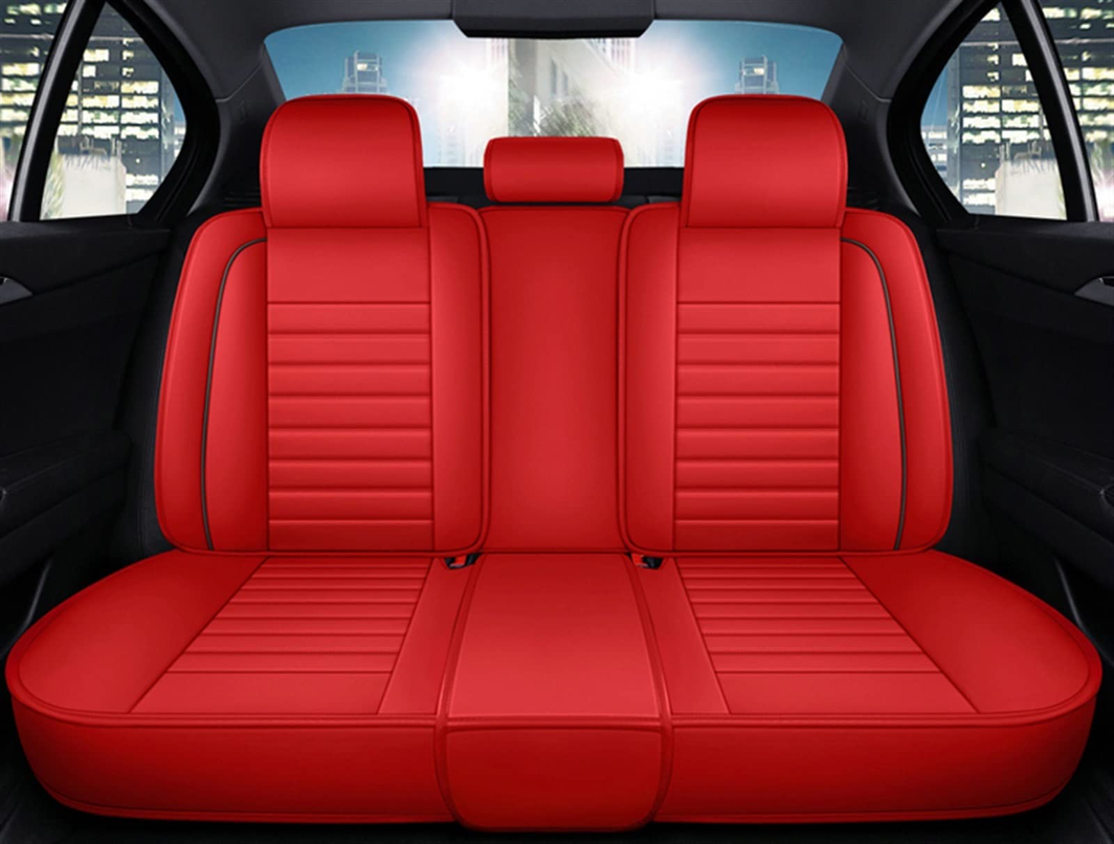 Housses de siège de voiture accessoires intérieur cuir étanche Kia Sportage Rio 3 arrière rouge