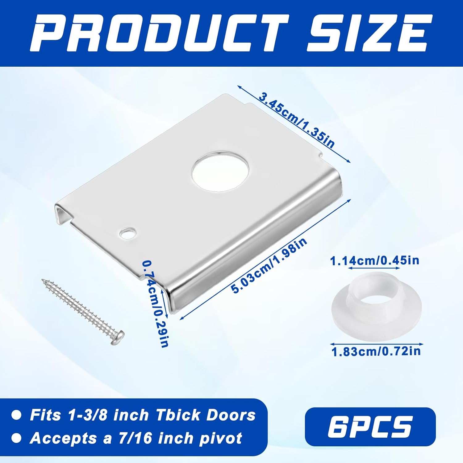 6pcs Bi-fold Door Repair Bracket Ideal Replacement Parts for Bi - fold & Sliding Closet Doors for 1-3/8 in Wood Doors Fits 7/16 in Pivot Top or Bottom Mount for Folding Pocket & Accordion Door