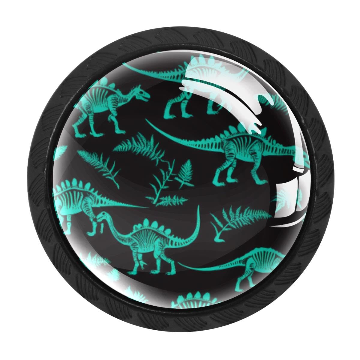 4 PCS Kitchen Cabinet Knobs, Green Dinosaur Drawer Knobs Dresser Handles