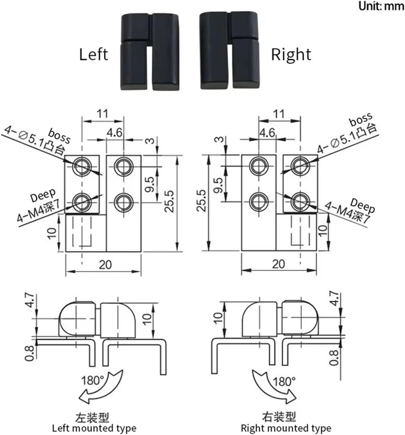 Zinc Alloy Detachable Hinge Industrial Automation Machinery Equipment Cabinet Door 1Pcs(Right)