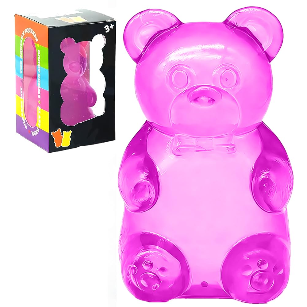 Gummy Bear Toy, Sugar Filled Squishy Toys for Kids Stress Relief, High Density Squeeze Balls for Students Calming, Fidget Squishy Toys for Anxiety Relief, Purple