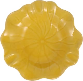 Plato de Cerámica para Aceites Esenciales Recipiente Seguro para Aromaterapia Soporte para Botellas para SPA y Cuidado Facial Color Amarillo