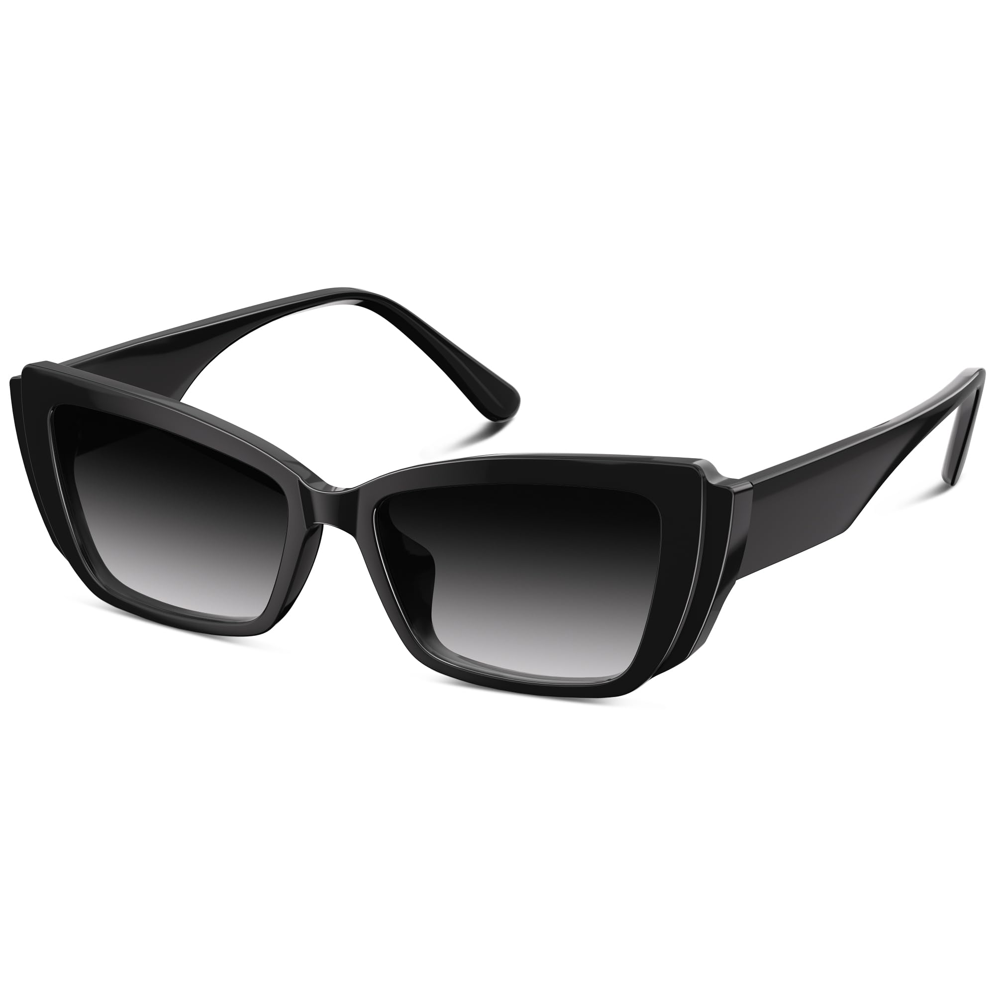 Trendy Polarized Sunglasses for Women Retro Rectangle Cat Eye Sun Glasses UV Protection 90s Lightweight Frame Shades