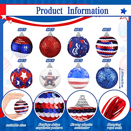 16 Pcs 4Th Of July Ornaments Independence Day Ball Ornaments Patriotic Decoration Hanging Ornaments For Memorial Day Independence Day Decor For Tree Home Indoor Outdoor Party (Usa Style) #TOP2