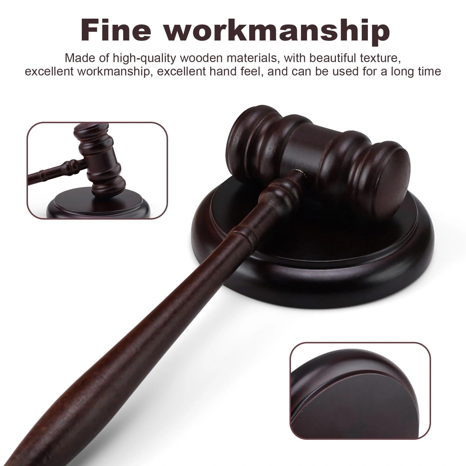 LINTRA Martillo de Juez de Madera con Soporte, Juego de Martillo de Juez, Mazos para de Abogado, para Tribunales y Subastas, Convierte en Regalo Ideal para Abogados