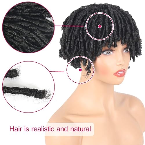 Miniatura 9 de Peluca de cabello rizado con clip en tupé trenzado para mujer #1B27 marrón medio rastas peluca Topper para cabello fino