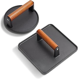 Cast Iron Square Burger Press&Round Meat Press for Blackstone Accessories