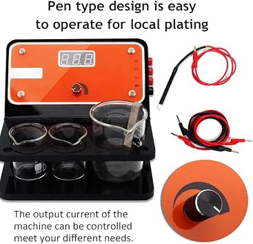 Plating Machine Gold Plating Kit, Jewelry Silver Gold Electroplating Processing Tools Electroplating Pen for Plating with Gold, Silver, Rose Gold, Nickel Electroplating Solutions,B