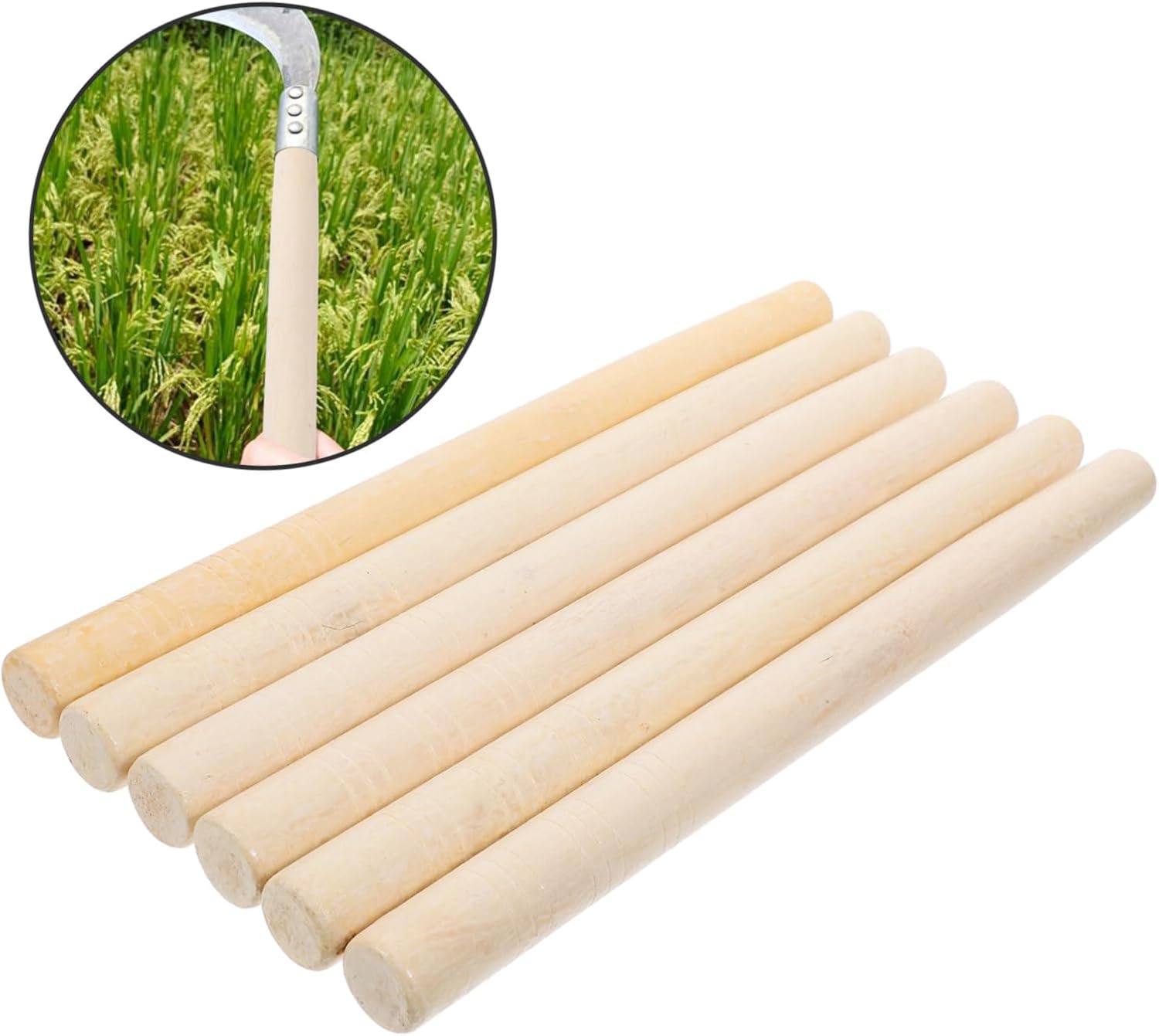 Levemolo 6pcs Wooden Garden Tool Handles Replacement Durable Wood Hammer Handle Versatile for Hatchet Hoe and Shovel Tools Convenient and Sturdy Garden Accessories