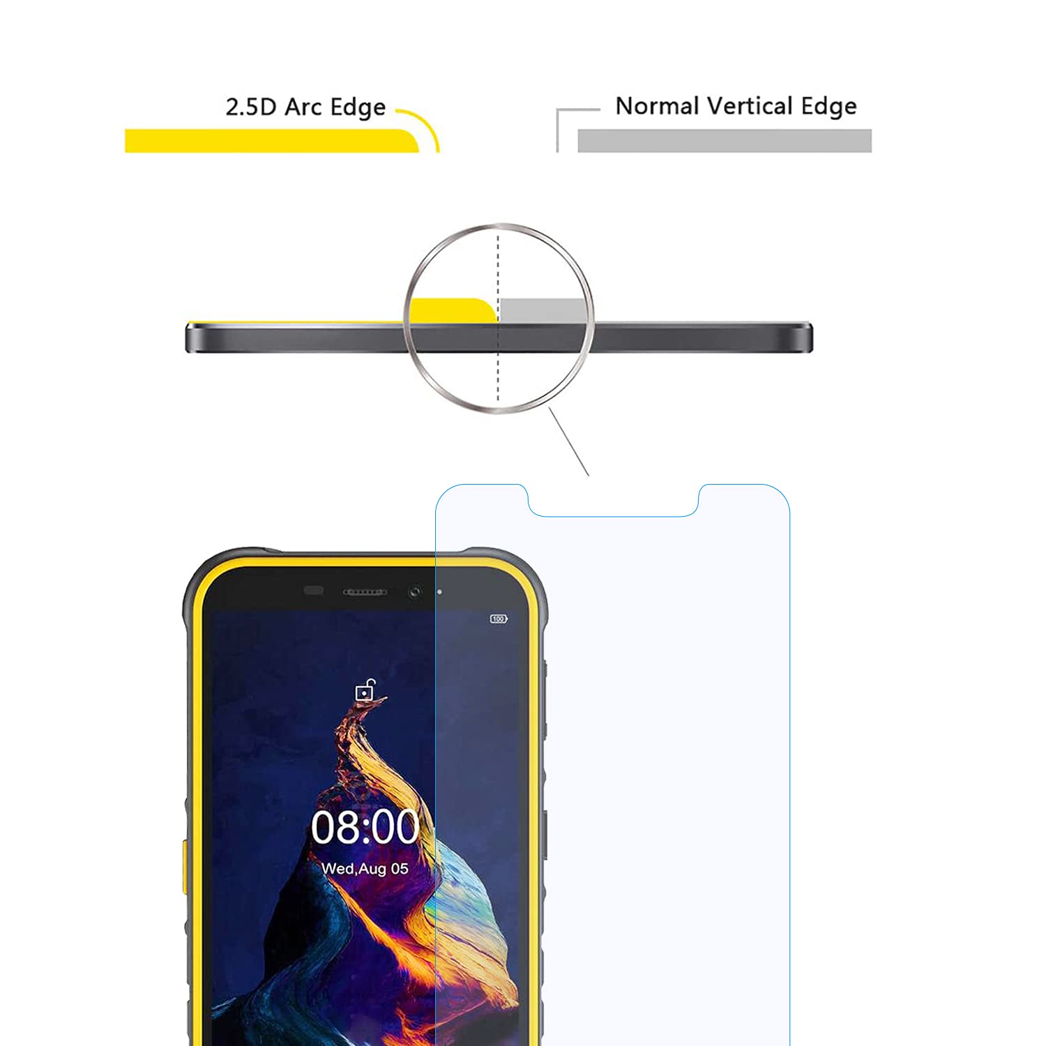 TTJ 3 Pezzi Pellicola Vetro Temperato per Ulefone Armor X8, Pellicola Protettiva AntiGraffio Senza Bolle Pellicole Protettive Protezione per Schermo per Ulefone Armor X8 (5,7
