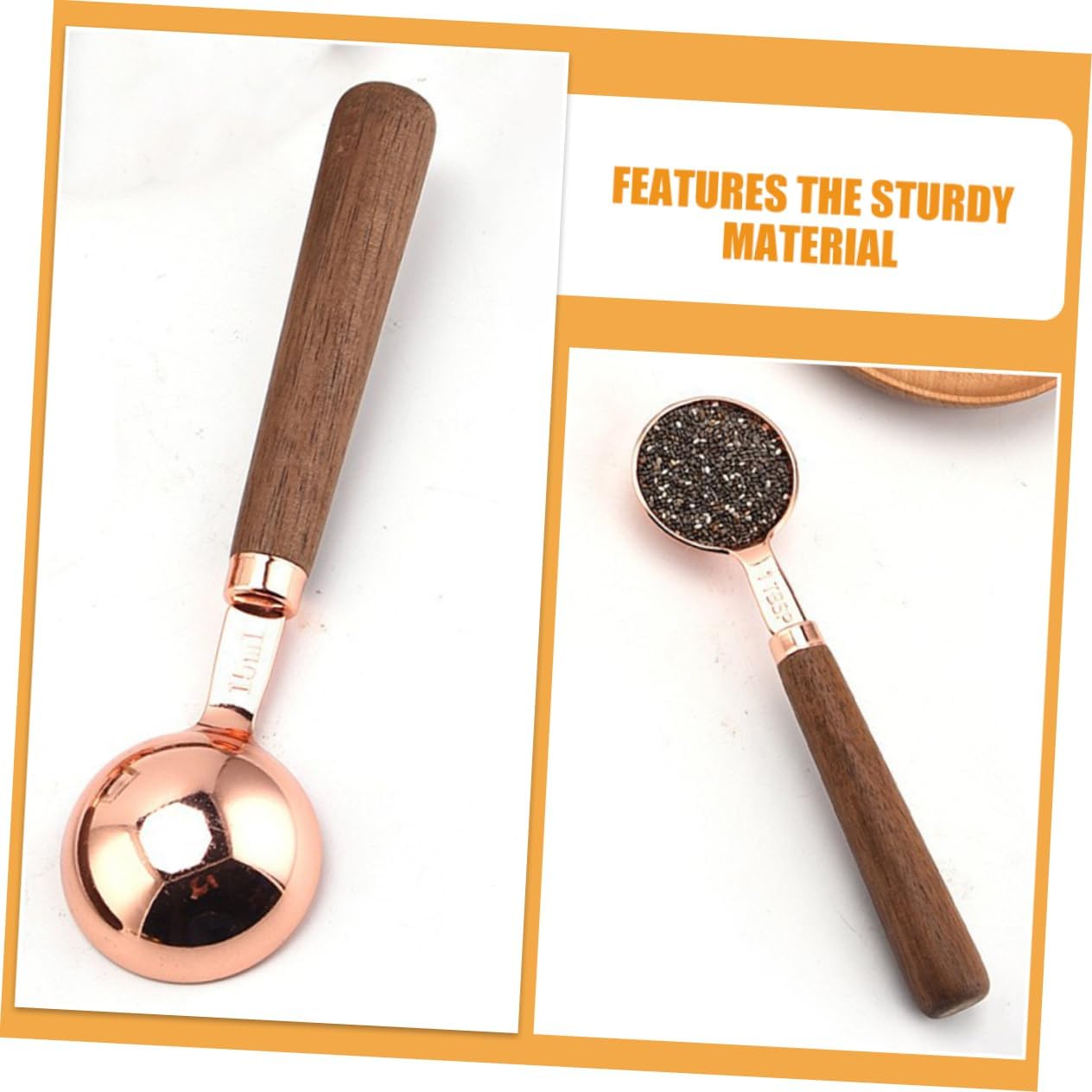 Stainless Steel Coffee Scoop with Wooden Handle High Precision Measuring Spoon for Coffee Beans Tea Sugar Spices Practical Multi Function Kitchen Powder Scoop