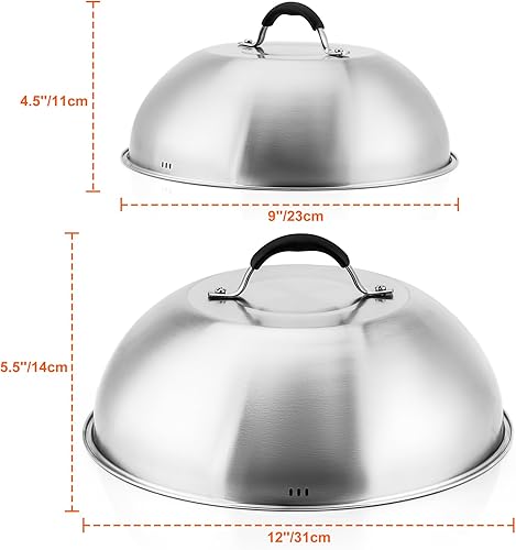 Miniatura 2 de only fire Chesse - Cúpula fundidora de Chesse, cubierta de vapor redonda resistente de 9 y 12 pulgadas, accesorios de parrilla de acero inoxidable