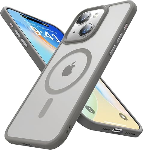 Funda magnética fuerte para iPhone 15 compatible con MagSafe probada contra caídas de grado militar a prueba de golpes, delgada, translúcida mate,