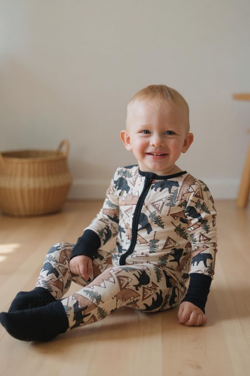 ITSY BITSY BOUTIQUE Viscose Bamboo Baby Pajamas - Boys and Girls Footie Sleeper Convertible 2-Way Zipper Sleeper