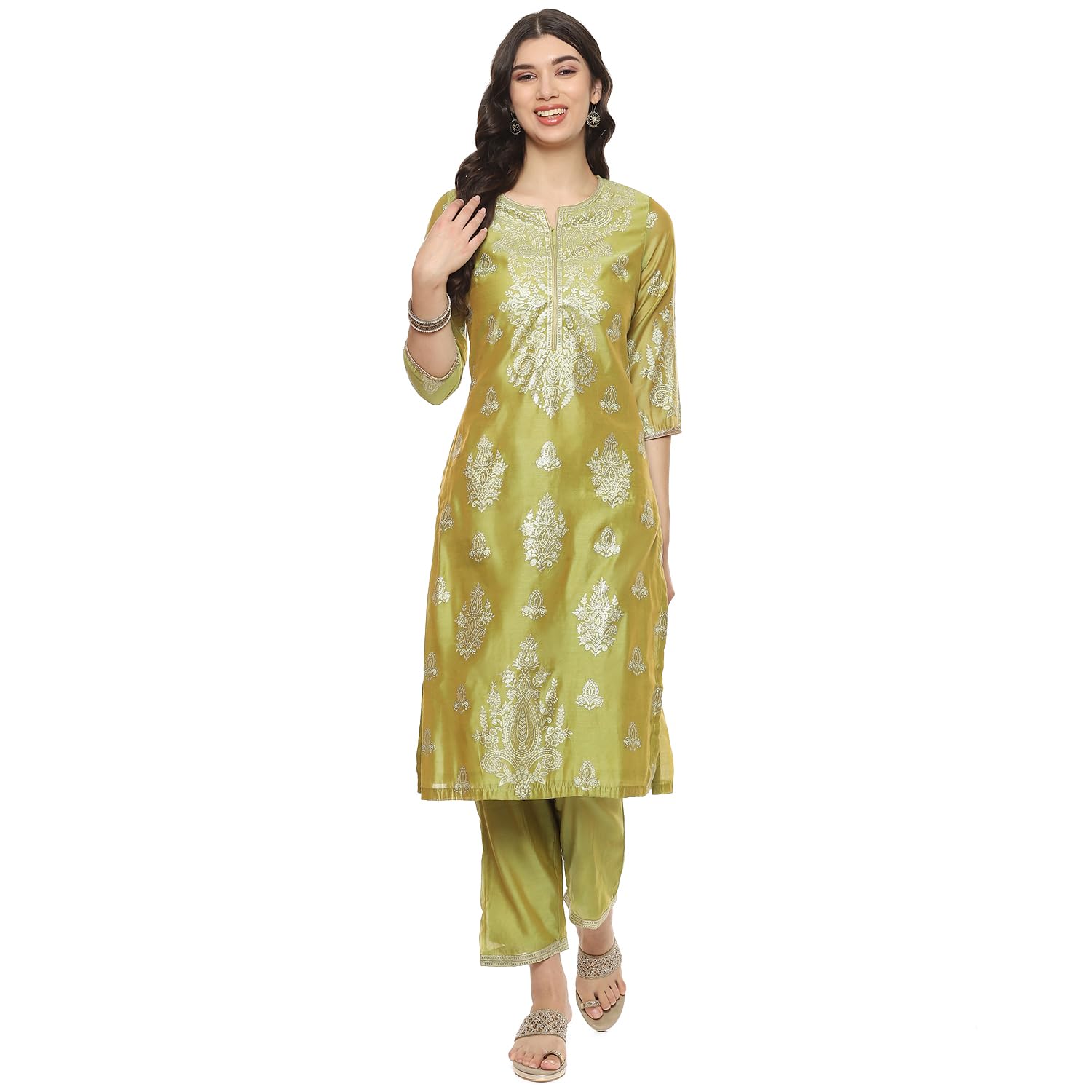 BIBA Women Polyester Straight Printed 2 Piece Set