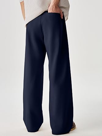 JMIERR Mens Baggy Casual Dress Pants Lightweight Pleated Old Money Wide Leg Pants Loose Relaxed Fit Trousers