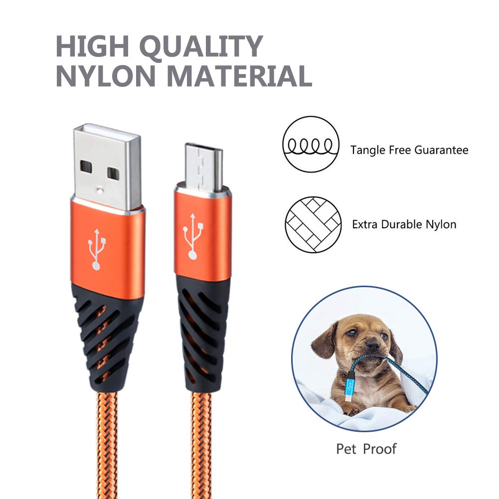Bynccea Micro USB Cable 1FT 5-Pack Phone Charger Android Nylon Braided Android Charger Cables Fast Charging Compatible with Samsung Galaxy J8/J7/S7/S6/Edge,Note5,LG,Sony,HTC,Moto,Xbox ONE,PS4