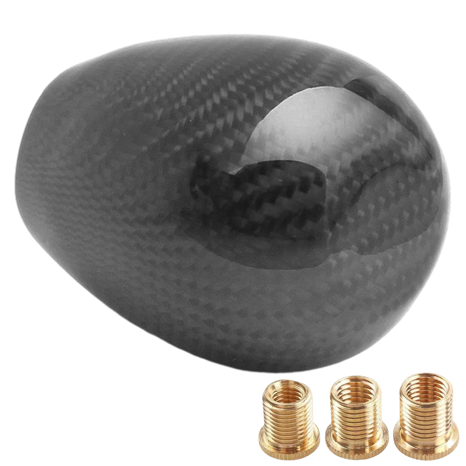 Universal Real Carbon Fiber Shift Knob Gear Shift Knob with 3 Adapters Compatible with Most Manual Vehicles Black
