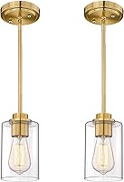 Vista 19 de Luces Colgantes para Isla de Cocina, Lámpara Colgante Moderna Dorada con Pantalla de Globo de Vidrio Transparente, Accesorios de Iluminación