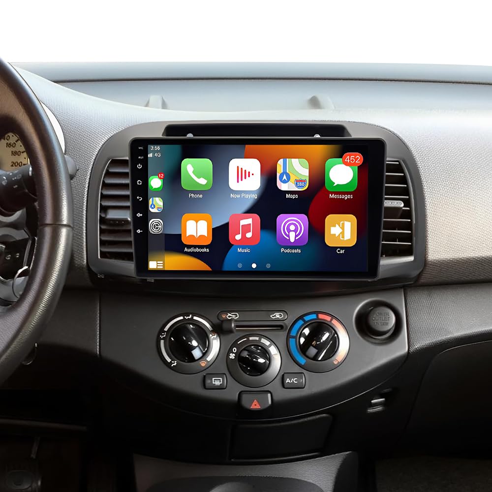 2+64G Android 14 Autoradio 2 Din für Nissan Micra 3 K12 2002-2009, 9 Zoll IPS Touchscreen Head Unit Radio mit Wireless Carplay Android Auto GPS Navi WiFi Bluetooth FM/RDS Rückfahrkamera Mirror Link