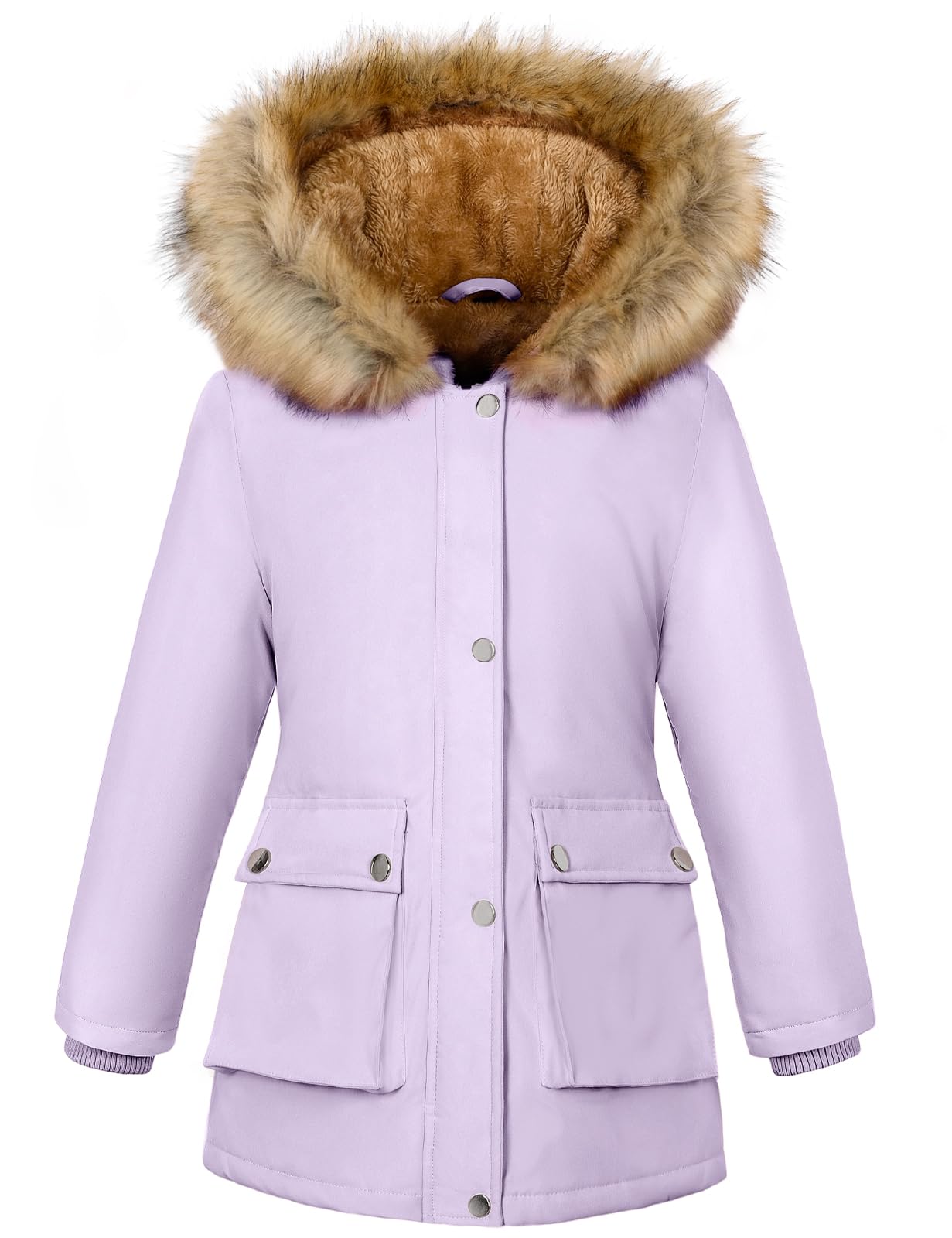 Girls' Warm Winter Coat Long Fleece Lined Puffer Jacket with Hood