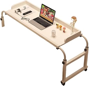 Laptop Desk with Wheels, Overbed Table Notebook Stand Adjustable Height, Over Wheelchair Table, Mobility Table Standing Workstation Food Tray Desk
