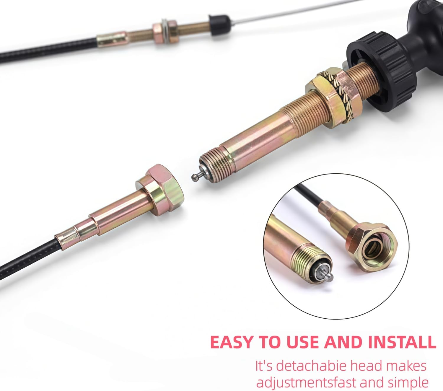 JOLINO 6FT VCGTX6 Vernier Adjustable Lock Cable, Heavy Duty Locking Hand Throttle Control Cable with Vernier Adjustable Mechanism for Industrial Commercial PTO Dump Control Cable