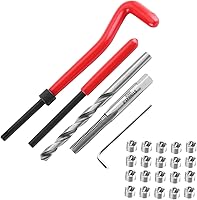 Vista 5 de Kits de reparación de rosca helicoidal de 25 piezas para reparación automática, insertos de rosca de acero inoxidable M6 x 0.039 x 0.315 in