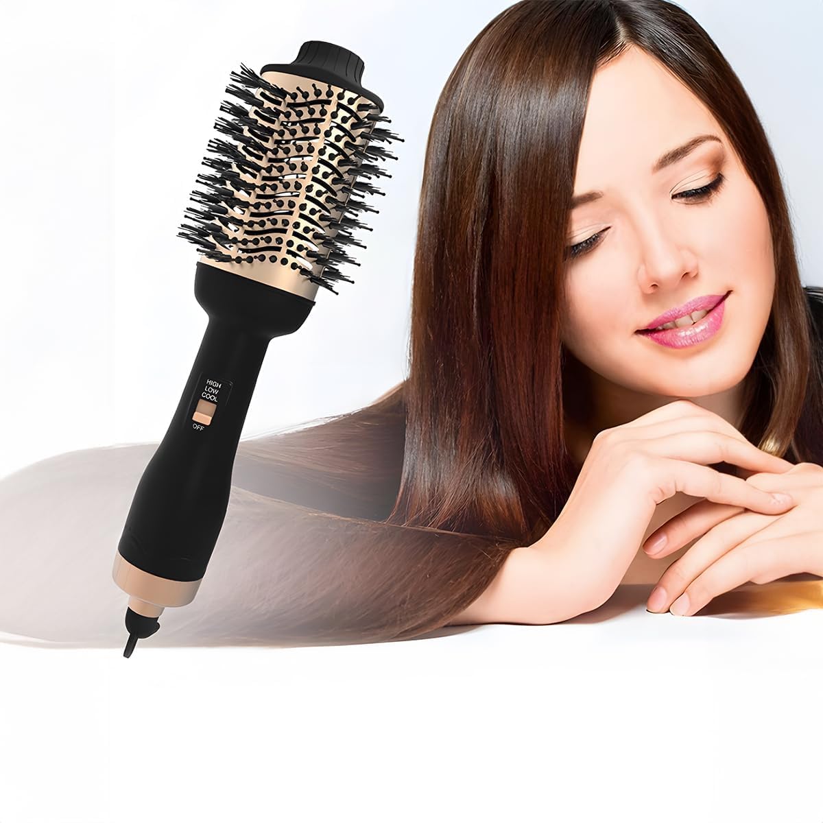 DUKASOU Hot Air Brush, One Step Hair Dryer Comb Blow Dryer Brush, Negative Ion Hot Air Comb Curling Iron Rotating, Hot Air Stylers, Hair Styler Brush Tools for Salon at Home