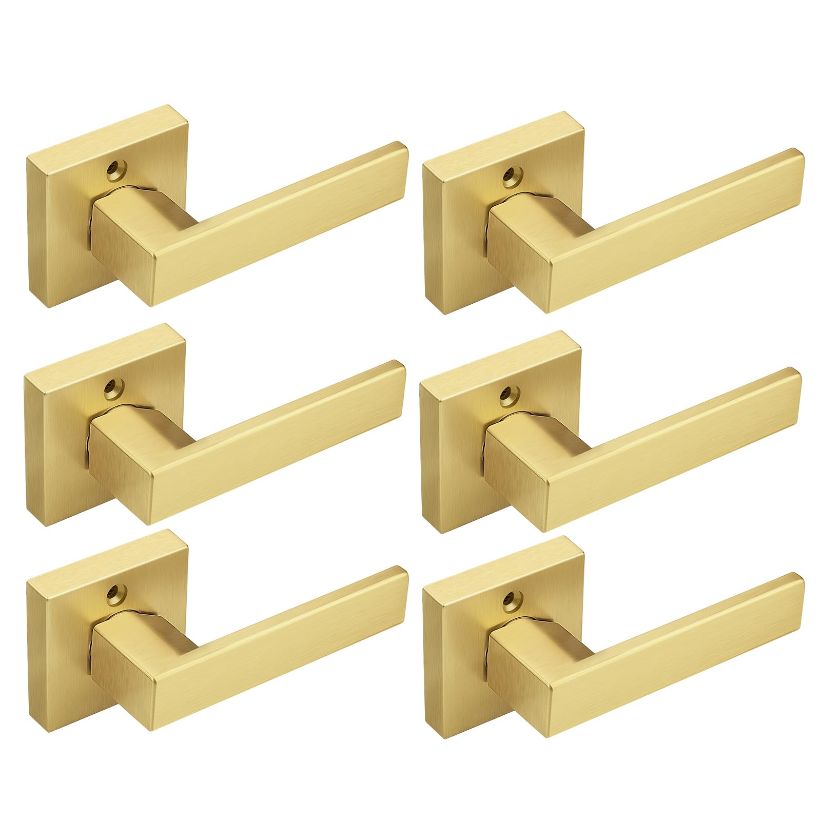 Gobrico Gold Dummy Door Handle Heavy Duty Interior Door Knob Non-Turning Door Levers Square Single Dummy Door Hardware for French Door One Side Dummy