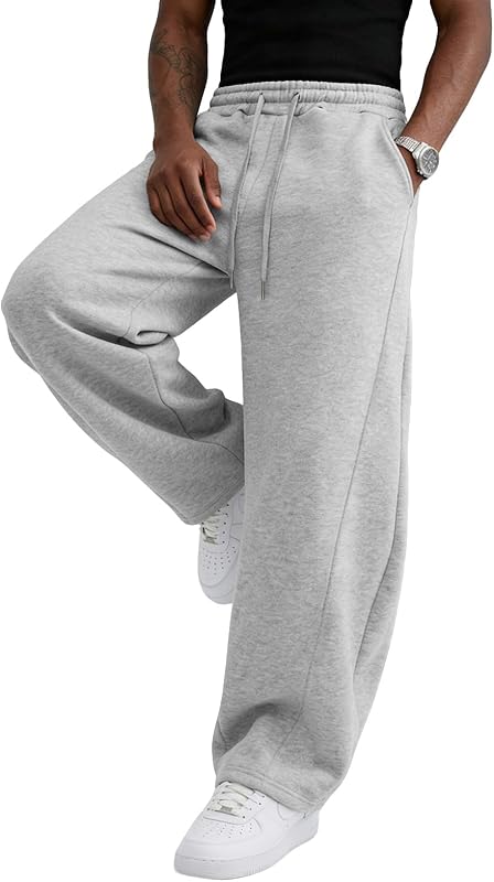 Wangdo Men's Baggy Sweatpants Wide Leg Lounge Cotton Casual Jogging Pants image 7
