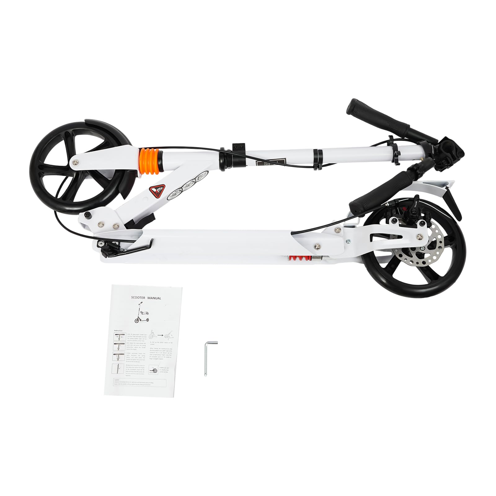 Patinete plegable para adultos, altura ajustable, freno de disco, hasta 100 kg, patinete para niños, con guardabarros y muleta, apto para estudiantes, adolescentes y adultos