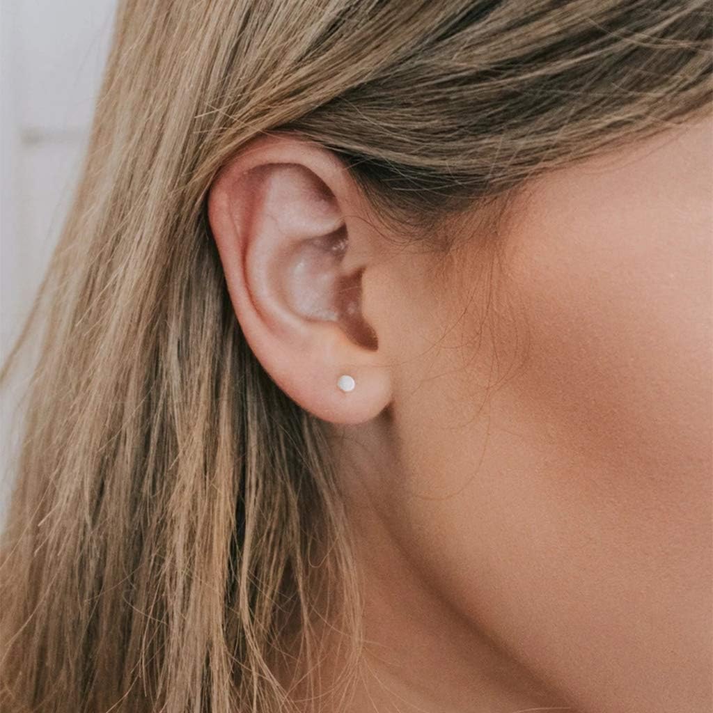 Sterling Silver Stud Earrings for Women Men, 3 Pairs Tiny Flat Dot Earrings Set | Small Round Disc Stud Earrings Dainty Cartilage Tragus Circle Triangle Earrings(Silver/Gold/Rose Gold) - Image 4