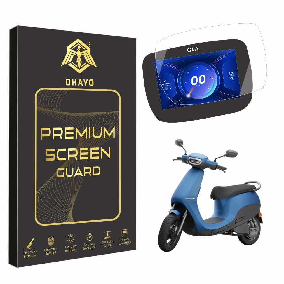 Image of OHAYO Screen Protector for Ola S1 Pro (1st & 2nd Gen), Ola S1, Ola S1 Air Electric Scooter Display | 9H Hardness, Military Strength, Scratch Resistant, HD Clear, Bubble-Free, Ultra Durable Protective Film for Digital Screen
