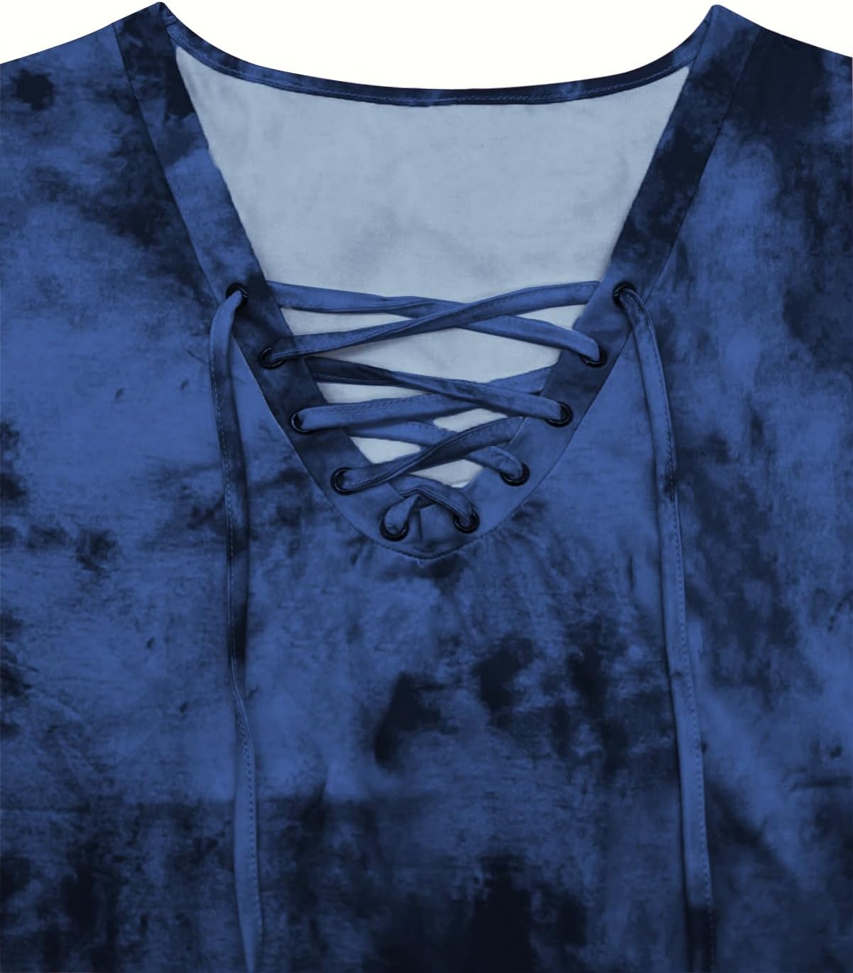 VISLILY Womens-Plus-Size-Summer-Tops Casual Lace Up Front T Shirts Tie Dye V Neck Tees Trendy Short Sleeve Tunics XL-5XL - Image 4